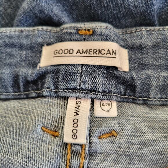 Good American Good Waist Distressed Jeans Skinny Raw Hem Stretch Women 8 - Picture 10 of 12